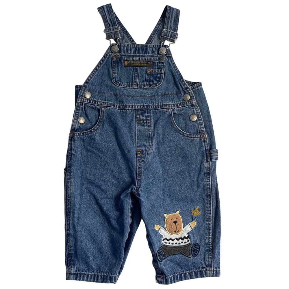 Vintage 90s Gap Denim Overalls Winter Bear Outdoor Embroidered boys 6-12 months